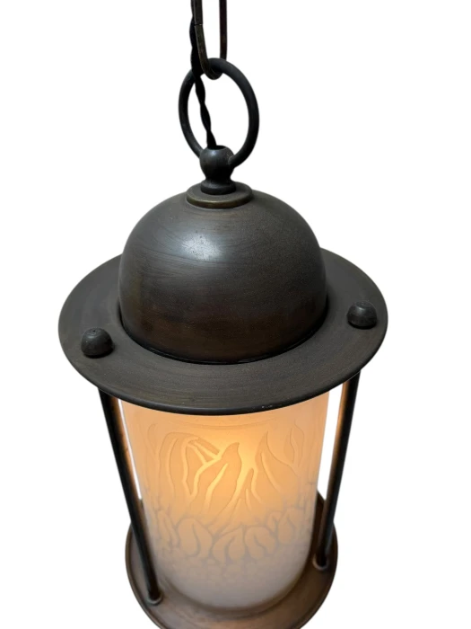 Patinated Brass Arts & Crafts Art Nouveau Lantern, 1900s